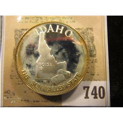 "Idaho the Sun Valley State" So-called Half-Dollar. Superb Sterling Silver Proof, 32mm, 14.17 grams.