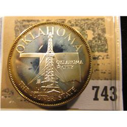 "Oklahoma the Sooner State" So-called Half-Dollar. Superb Sterling Silver Proof, 32mm, 13.66 grams.