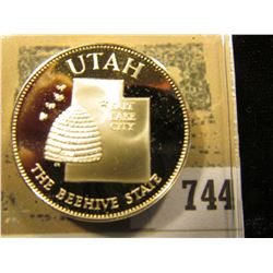 "Utah the Beehive State" So-called Half-Dollar. Superb Sterling Silver Proof, 32mm, 13.57 grams.