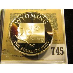 "Wyoming the Equality State" So-called Half-Dollar. Superb Sterling Silver Proof, 32mm, 13.75 grams.