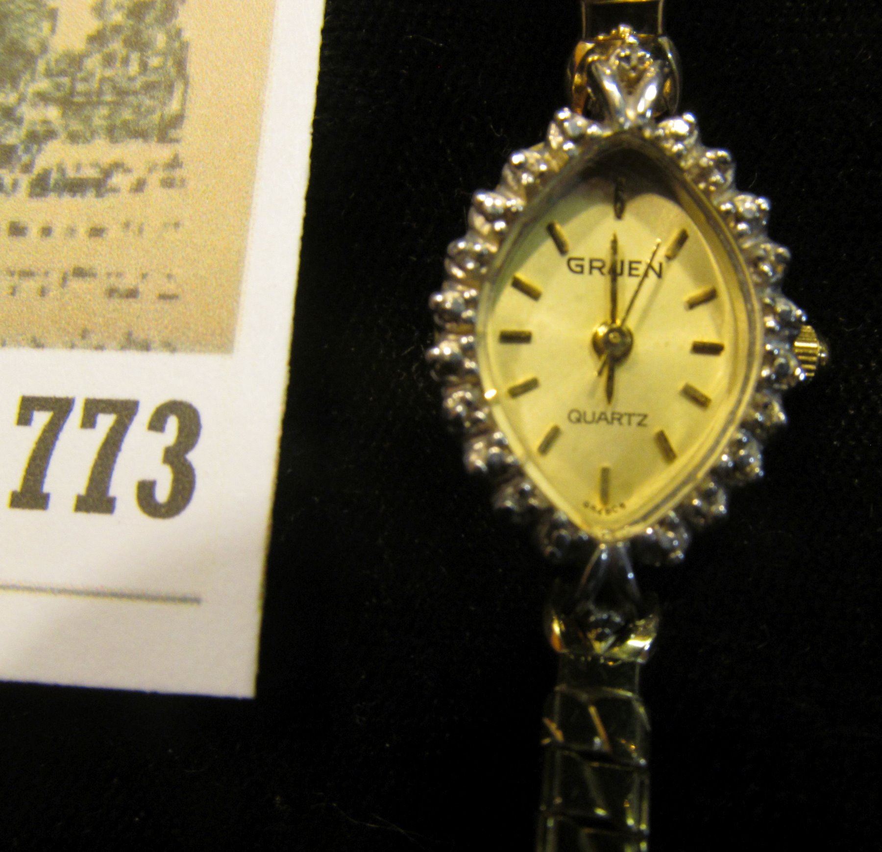 Ladies Gruen Diamond Wrist Watch Quartz Movement Band Broken And Doesn T Appear Be Running