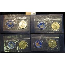(4) 1972 S Eisenhower Silver Dollars in orginal blue packs of issue.