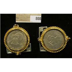 Pair of Gold-colored Belt Buckle with Eisenhower Dollars. Like new condition.