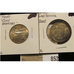 Pair of Facsimile State Quarters, parodies of Arnold Swartzenneger & George W. Bush. Both BU.