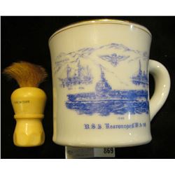 1946 "U.S.S. Kearsarge, C.V. A-33 souvenir Shaving Mug with a "Made Rite U.S.A. Sterilized Set in Ru