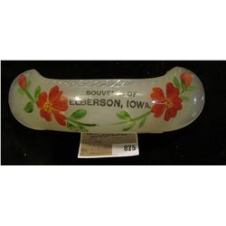 Milk Glass Canoe, "Souvenir of Elberson, Iowa".
