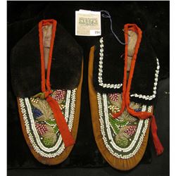 Pair of Beaded Leather and felt Moccasins. Doc valued at $580 in his collection.