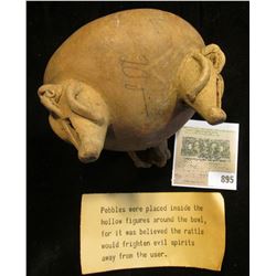 Ancient Clay Indian Pottery. Story that goes with it "Pebbles were placed inside the hollow figures 