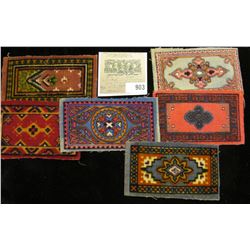Group of (6) Old Tobacco Flannels with Indian Designs. Doc's note said they make good Doll House rug