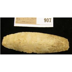 Basal Ground Paleo Heart Breaker Spear Point, 10000 to 12000 years old, Tip missing.