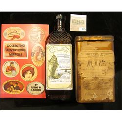 9" x 2" x 2 3/4" Amber Bottle with Fish scale texture and Cod Fish Impression, Label "Emulsion" amon