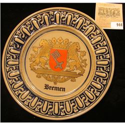 Vintage Staffel Stoneware Saucer with Coat-of-Arms "Bremen" made in Germany. 7 1/4".