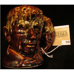 "Rockingham Harker 1840 U.S.A." Stoneware Mug of Daniel Boone with Coon Skin hat.