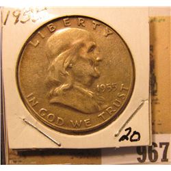 1955 P Franklin Half Dollar, scarce Date Half Dollar.