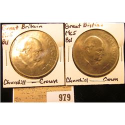 Pair of 1965 Great Britain Churchill Commemorative Crowns, Gem BU.