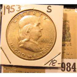 1953 S Franklin Half Dollar, high grade.