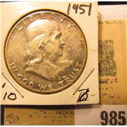 1951 P Franklin Half Dollar, high grade.