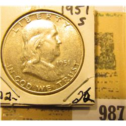 1951 S Franklin Half Dollar, high grade.
