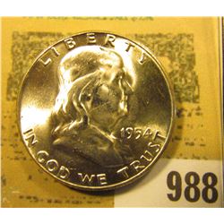 1954 P  Franklin Half Dollar, Brilliant Uncirculated.