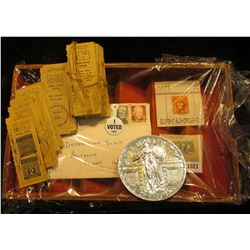 1021 _ Large 3" 1927 Standing Liberty Quarter; Original letter of bids from famous Depression Scrip 