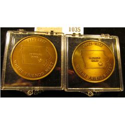 1035 _ Pair of 1882-1982 Hedrick, Iowa Centennial Tokens, brass, toned reverses. In plastic cases.