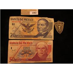 1062 _ "Veni Vidi Via" Silver-colored Medal with Japanese or Chinese Script on the reverse; & (2) Me