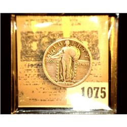 1075 _ 1917 P Type II Standing Liberty Quarter, VF.