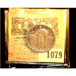 1079 _ 1917 S Type II Standing Liberty Quarter, EF.