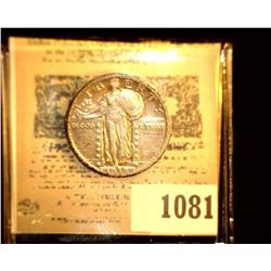 1081 _ 1918 D Standing Liberty Quarter, EF.