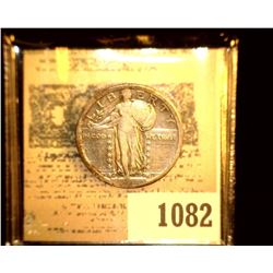 1082 _ 1918 D Type One Standing Liberty Quarter, Fine.