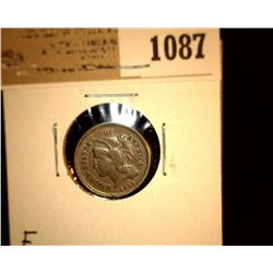 1087 _ 1865 U.S. Three Cent Nickel. Fine.