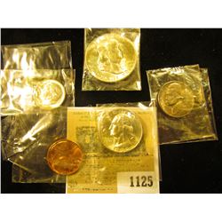 1125 _ 1950 Denver Mint U.S. Year/Mint Set. Cent to Half-dollar, all Gem BU.