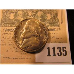1135 _ 1950 D Key date Gem BU Jefferson Nickel.