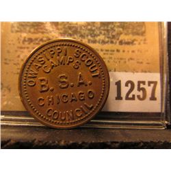 1257 _  OWASIPPI SCOUT/CAMPS/B.S.A./CHICAGO/COUNCIL,   GOOD FOR/10¢/IN TRADE , Br., rd., TC-17069.