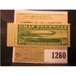 1260 _ USA (Scott # C13) 1930 ZEPPELIN 65¢ GREEN (JUMBO) Extremely fine with excellent margins and l