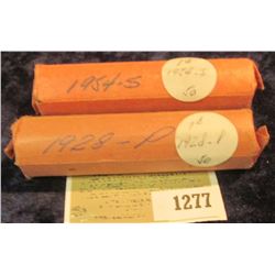 1277 _ 1928 P & 54 S Solid Date Rolls of Lincoln Cents. Circulated. (2 rolls).