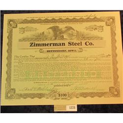 1278 _ No. 246 Five & 553/1000 Shares of  Zimmerman Steel Co.  Preferred Stock, central vignette of 