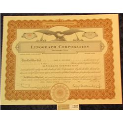 1282 _ No. 586 "Linograph Corporation Davenport, Iowa" 10 Shares, dated Twenty-seventh day of 1939, 