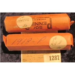 1287 _ 1918 P & 41 S Solid Date Rolls of Lincoln Cents. Circulated. (2 rolls).