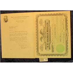 1294 _ 1927 letter on letterhead "The Linograph Company…Davenport, Iowa"; & No. 42 One Share "S.F. G