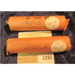 1295 _ 1930 P & 40 S Solid Date Rolls of Lincoln Cents. Circulated. (2 rolls).
