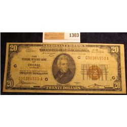 1303 _ Series 1929 $20 National Currency "The Federal Reserve Bank of Chicago Illinois", serial numb