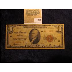 1305 _ Series 1929 $10 National Currency "The Federal Reserve Bank of Chicago Illinois", serial numb