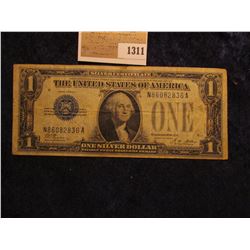 1311 _ Series 1928A One Dollar Silver Certificate, "Funny Back", Fine.