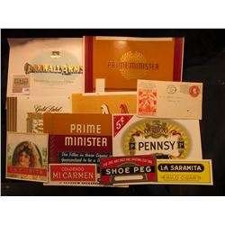 1342 _ (10) different Mint condition early 1900 Cigar Box labels & a 1914 Post marked "Chew Yankee G