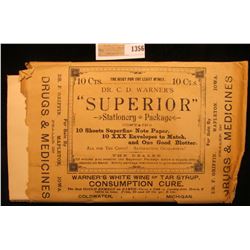 1356 _ Quack Doctor advertising Stationery Package contains 10 Sheets Superfine Note Paper, 10 XXX E
