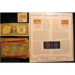 1382 _ Partial Mint Set of 1971 Coins in cellophane (half dollar missing);  a Series 1957 One Dollar