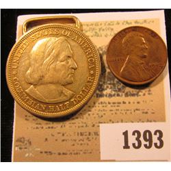 1393 _ Weird Magician's Coin Cent obverse and Roosevelt Dime reverse; & 1893 World's Columbian Expos