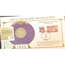 1433 _ 1892 Morgan Dollar first Day Cover.