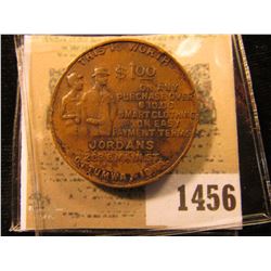 1456 _ "Jordan's 209 East Main St., Ottumwa, Iowa" Token with Swastika reverse.